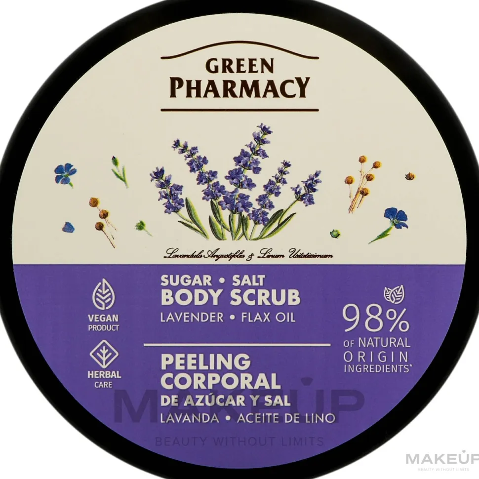 Zucker-Salz-Körperpeeling mit Lavendel und Leinöl