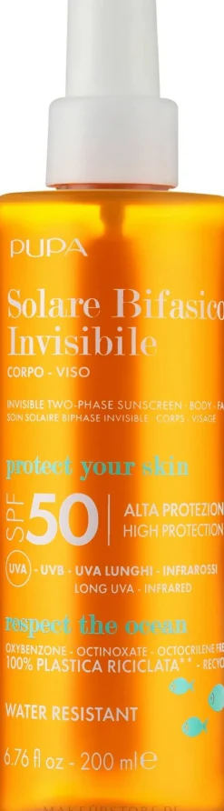 Zweiphasiges Sonnenschutzspray für Gesicht und Körper SPF 50