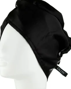 Zweiseitiges satiniertes Handtuch für Haare, schwarz
