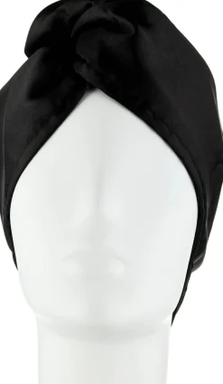 Zweiseitiges satiniertes Handtuch für Haare, schwarz